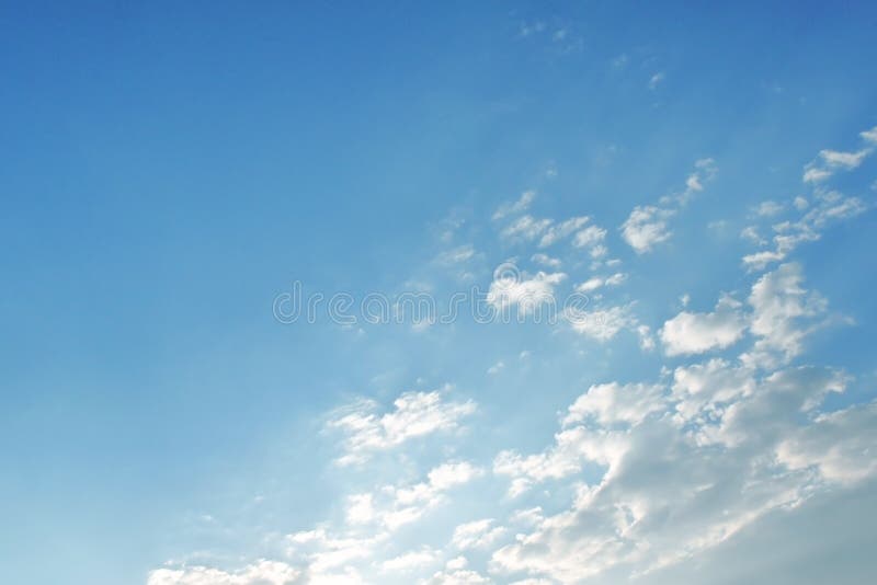 Pastel Blue Sky with White Cloud. Beautiful Sky in the Morning Stock