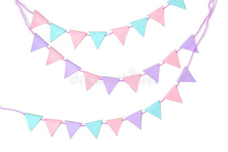 Pastel Bunting Paper Cut On White Background Stock Illustration