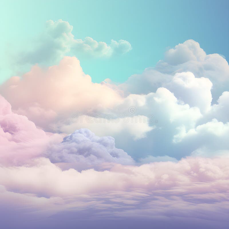 Pastel Cloud with Various Color Background AI Generated Stock
