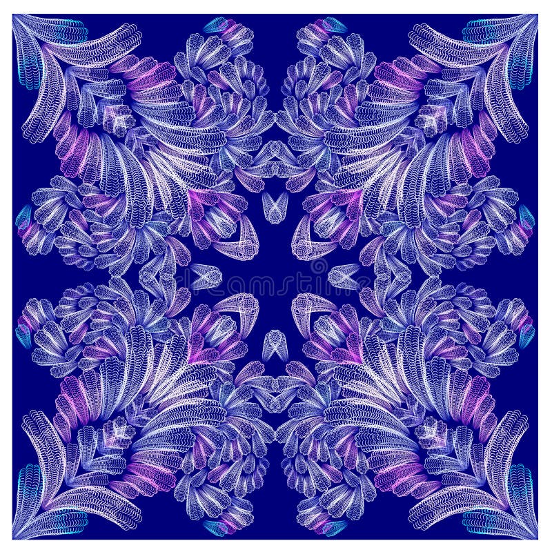 Pastel color element on a blue background,abstract pattern,stamp,star ,lace royalty free illustration