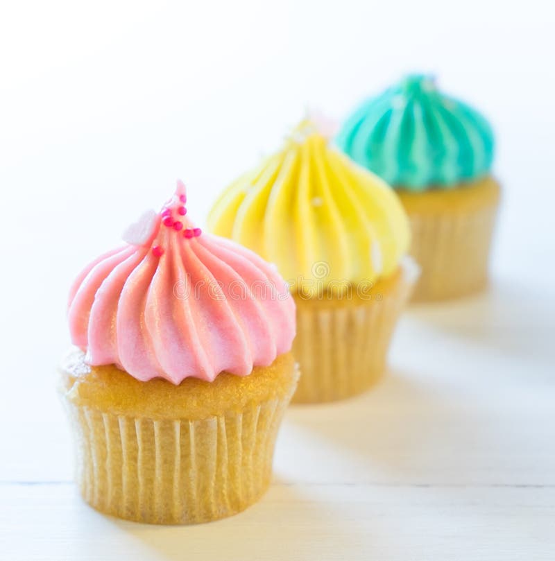Pastel Color Muffin Cupcake on Copy Space Stock Photo Image of