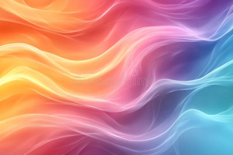 Pastel colored abstract background featuring soft wavy lines and glittering particles, creating a dreamy and ethereal atmosphere stock illustration