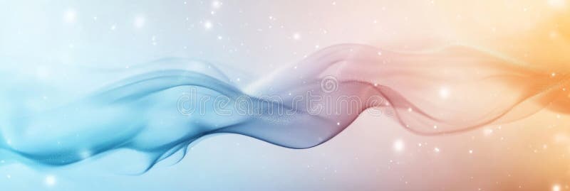 Pastel colored abstract wave flowing across image with sparkling particles royalty free illustration