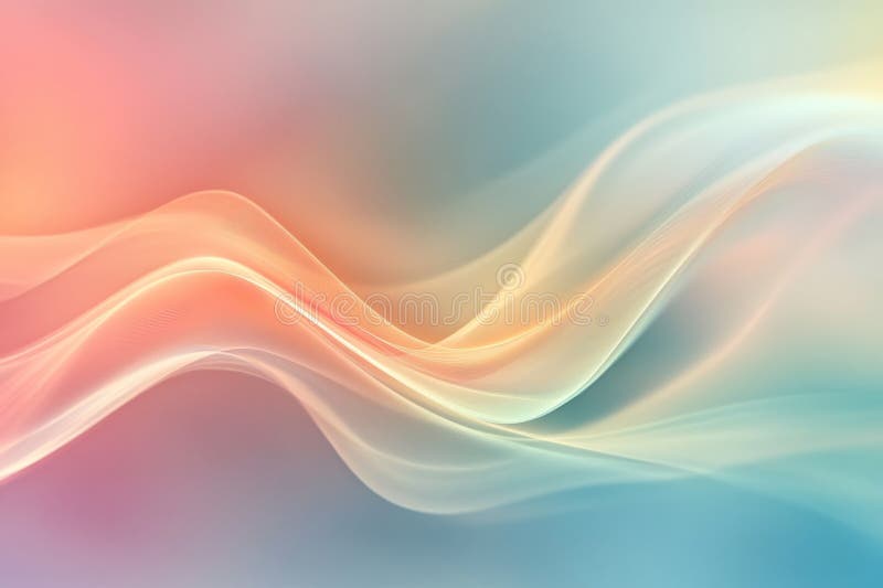 Pastel colored abstract waves are flowing across a blurred background royalty free illustration