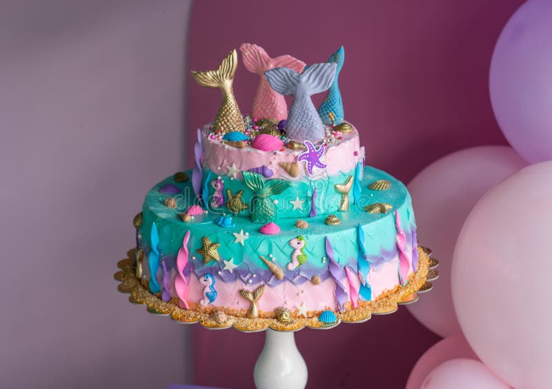 Pastel Colored Cake with Decoration Stock Image Image of decoration