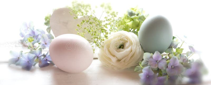 Pastel colored Easter still life