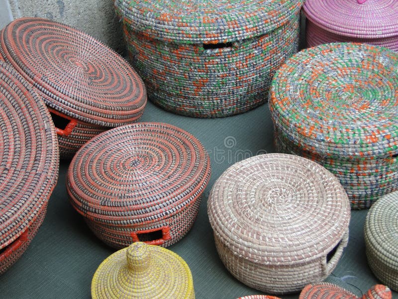 Pastel Colored Hand Woven Baskets Stock Image Image of basket, weave