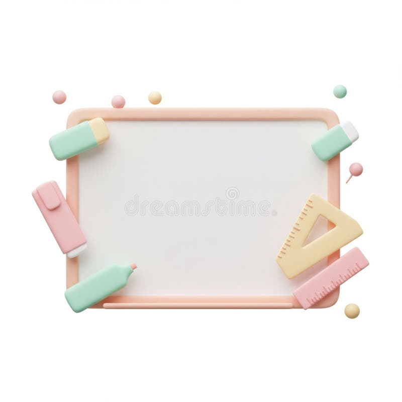 Pastel Colored School Supplies on White Background royalty free illustration
