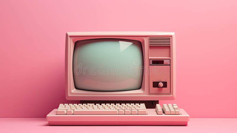 Pastel computer with pink background royalty free illustration