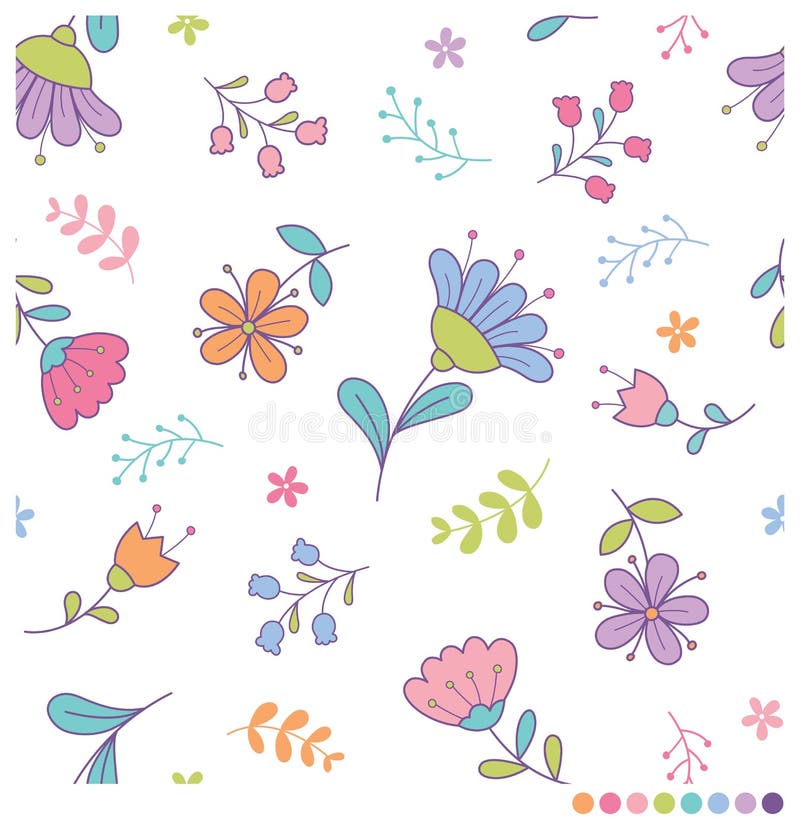 Pastel Cute Flowers Background Stock Vector Illustration of drawing