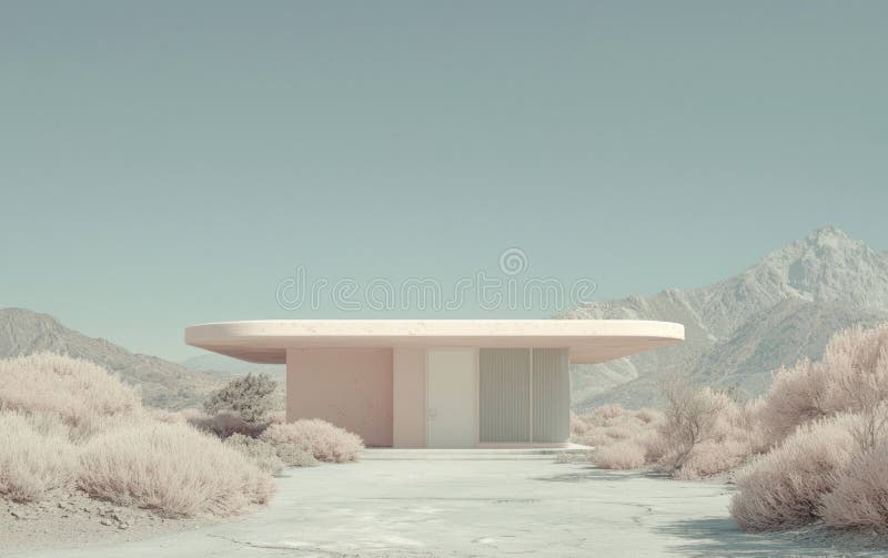 Pastel Desert House Arhitectură minimalistă vector illustration