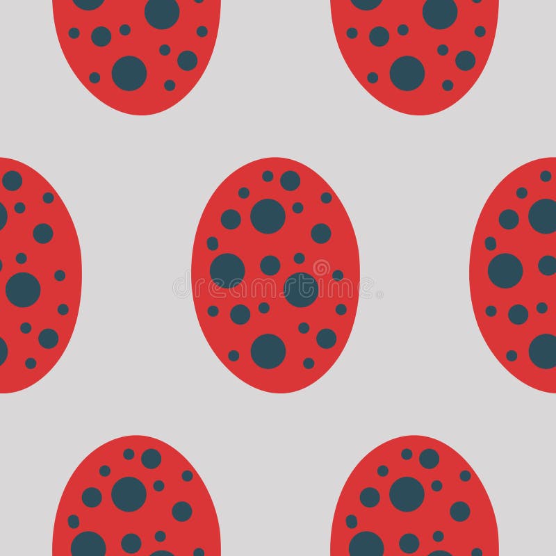 Pastel Easter Egg Seamless Pattern, Red Contrast Textile Design, Vector