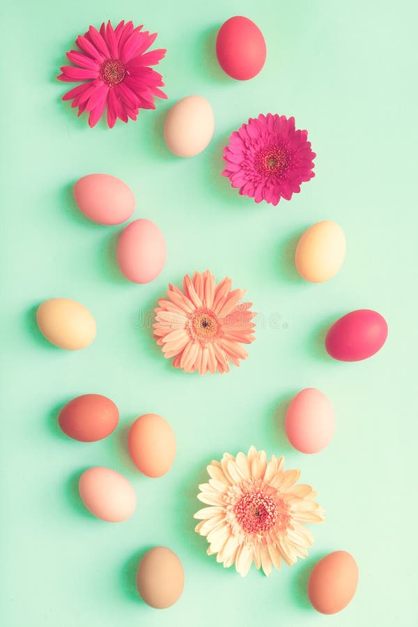 Pastel Easter Eggs and Flowers Stock Photo Image of holiday, pastel