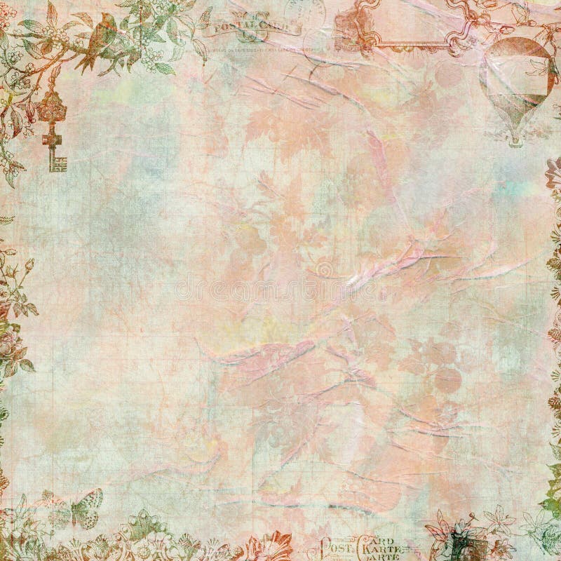 Pastel Grungy Vintage floral scrapbook frame