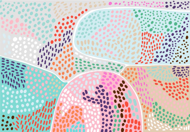 Pastel hand drawn vector background in abstract style. Textured forms in cartoon style