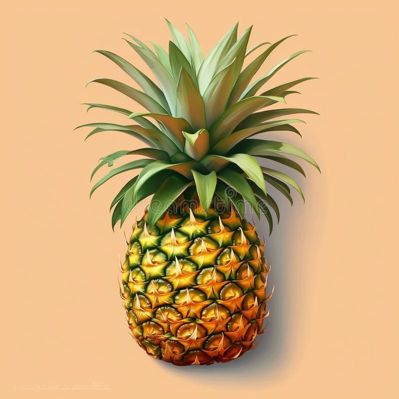 Pastel Orange Background with Pineapple. Generative AI Stock
