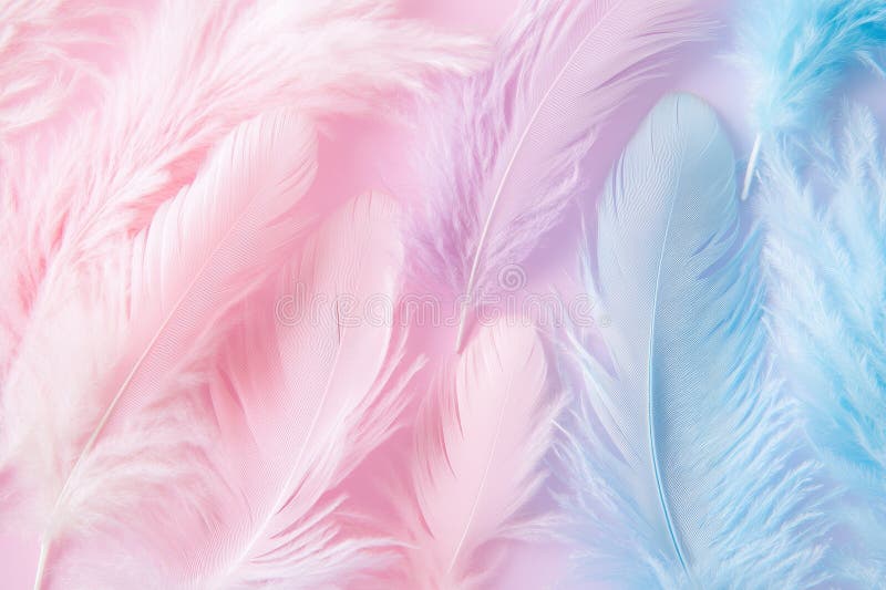 Pastel pink and blue feather texture background with soft light and delicate patterns, AI Generative royalty free stock photo