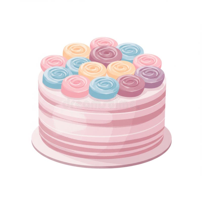 Pastel Pink Layered Cake z ozdobami różowymi ilustracji