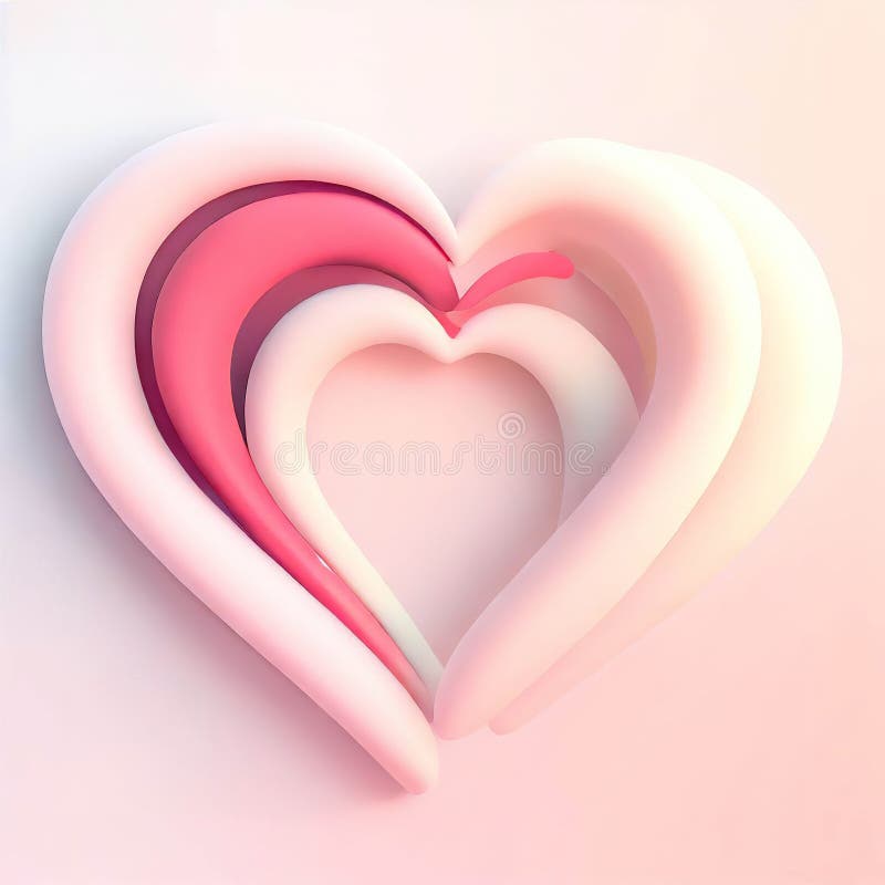 Pastel pink and red soft 3d heart shape frame design with generative ai