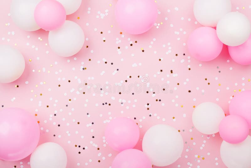 Details 100 pink balloons background