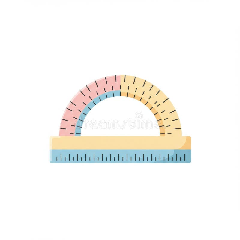 Pastel Pink and Yellow Protractor with Blue Ruler royalty free illustration