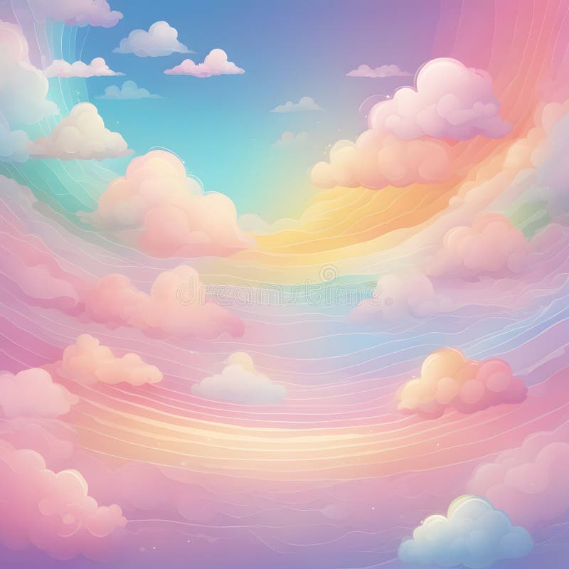 Pastel rainbow sky fantasy background. Generative AI. royalty free illustration