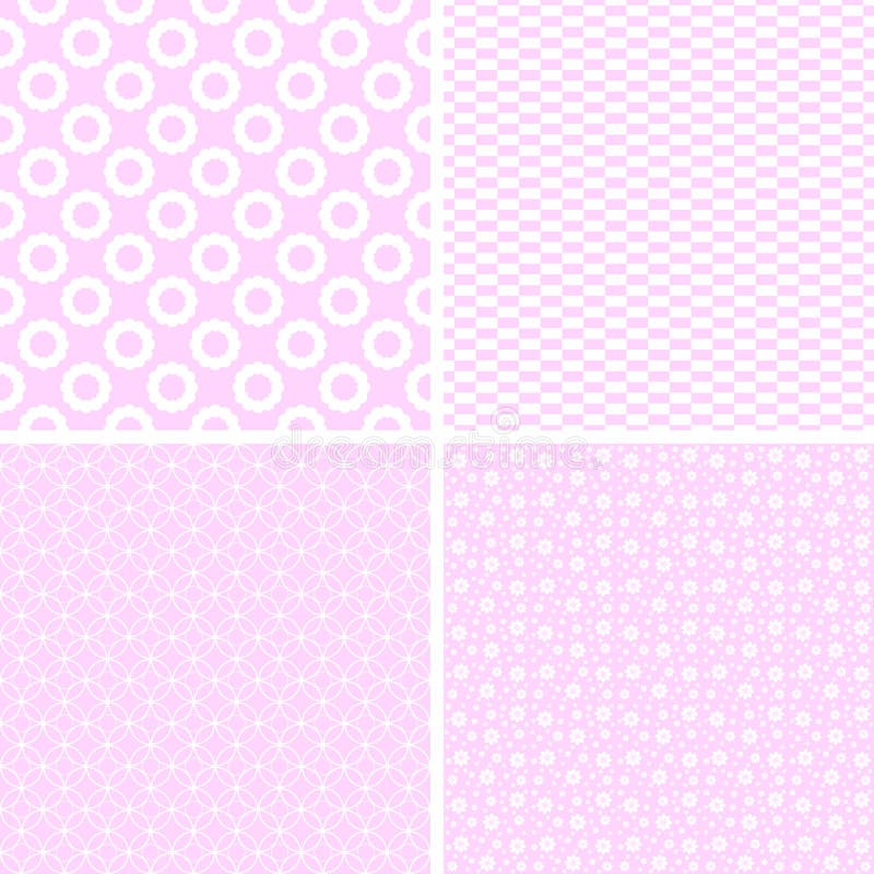 Pastel retro different seamless patterns. stock illustration