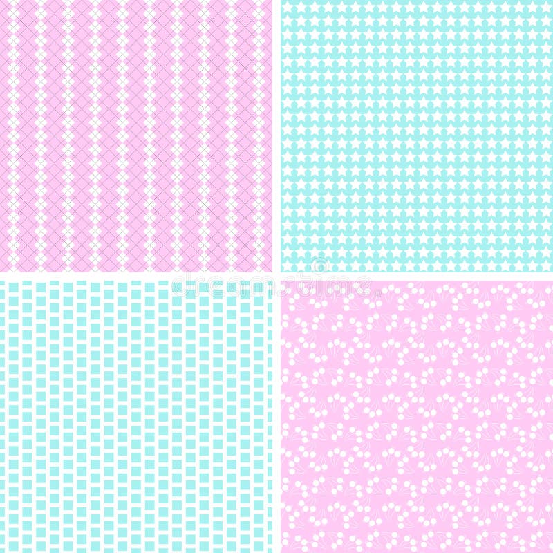 4 Pastel retro different seamless patterns tiling. royalty free illustration
