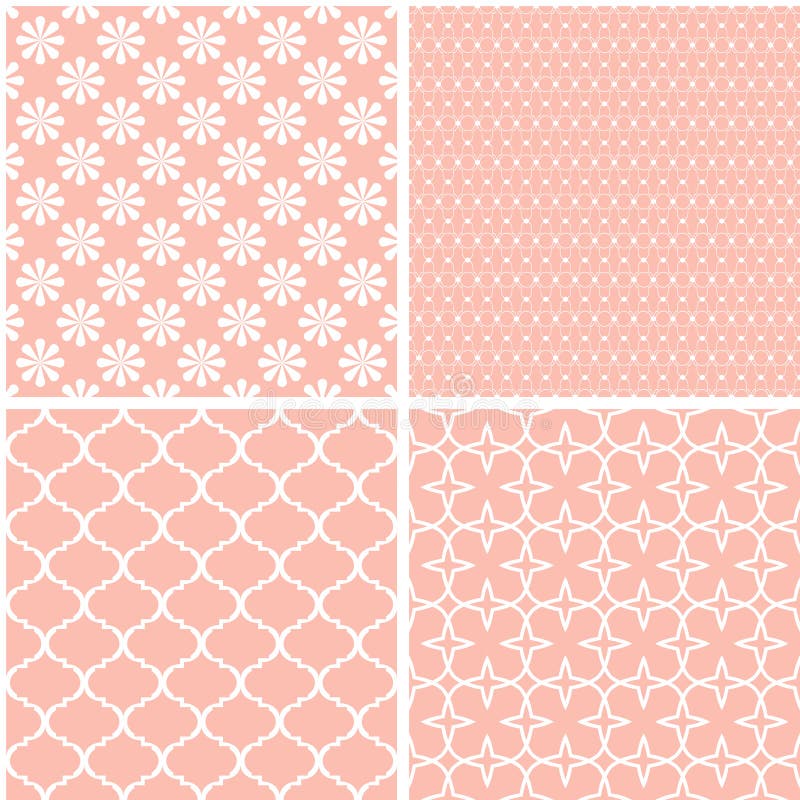 4 Pastel retro different seamless patterns tiling. stock illustration
