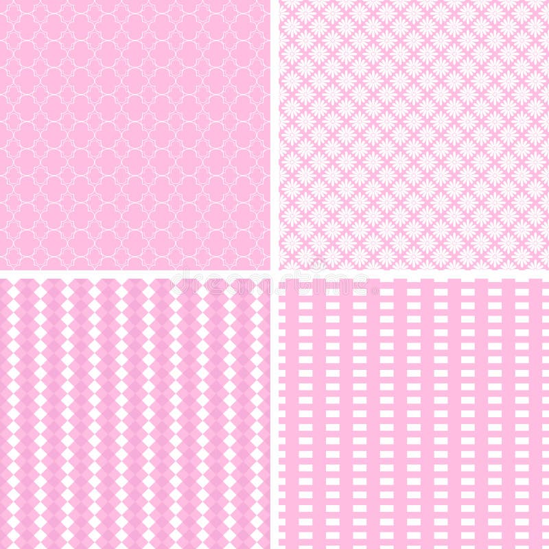4 Pastel retro different seamless patterns tiling. stock illustration