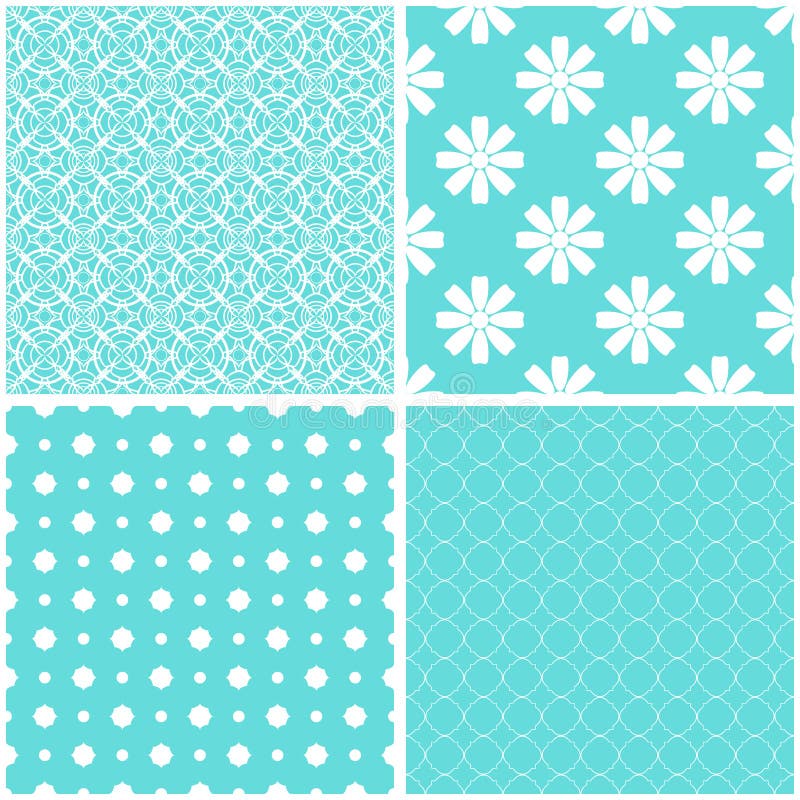 Pastel retro different seamless patterns. stock illustration