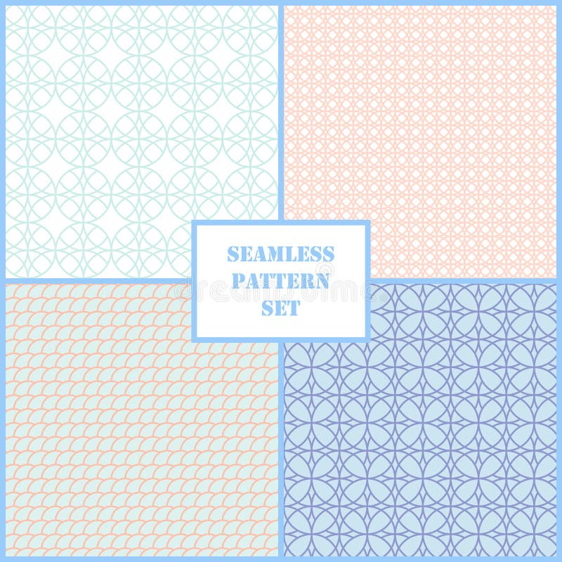 Pastel retro different vector seamless patterns. royalty free illustration