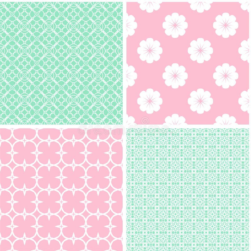 Pastel retro different vector seamless patterns. royalty free illustration