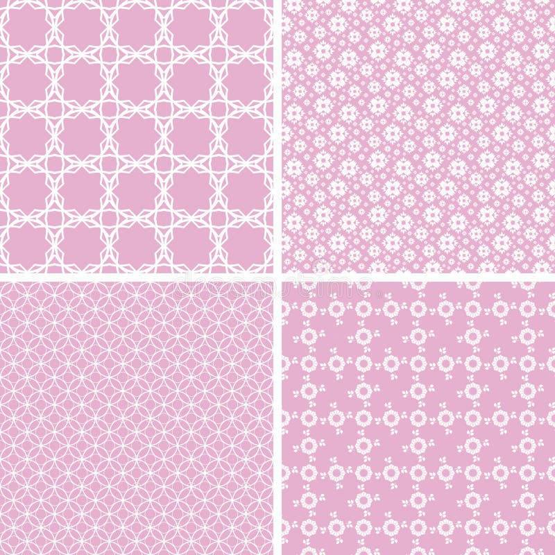 4 Pastel retro different vector seamless patterns stock illustration
