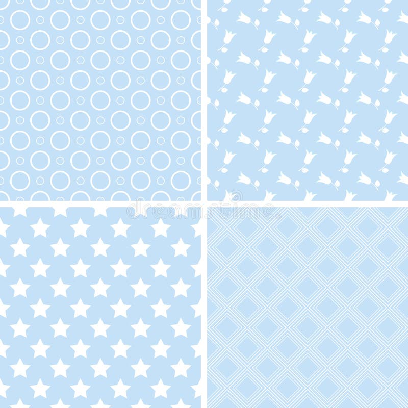 4 Pastel retro different seamless patterns tiling. royalty free illustration