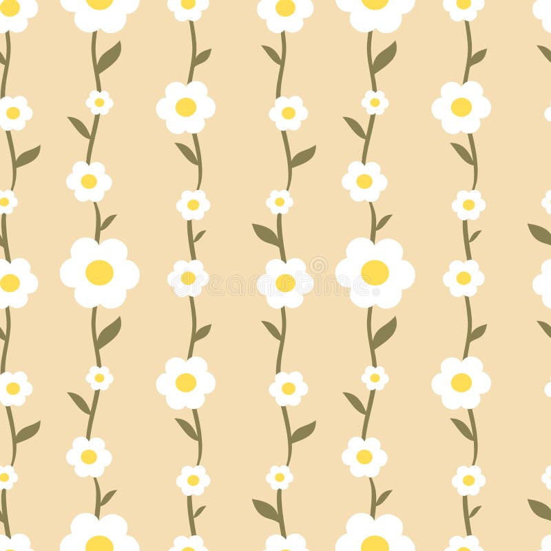 Pastel Romantic Daisy Flowers Seamless Pattern Background Illustration