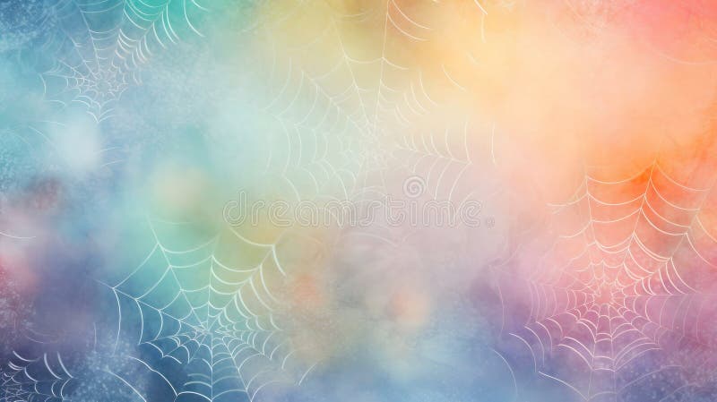 Dreamy pastel spiderwebs on a soft background. Perfect for Halloween. Spiderwebs illustrations
