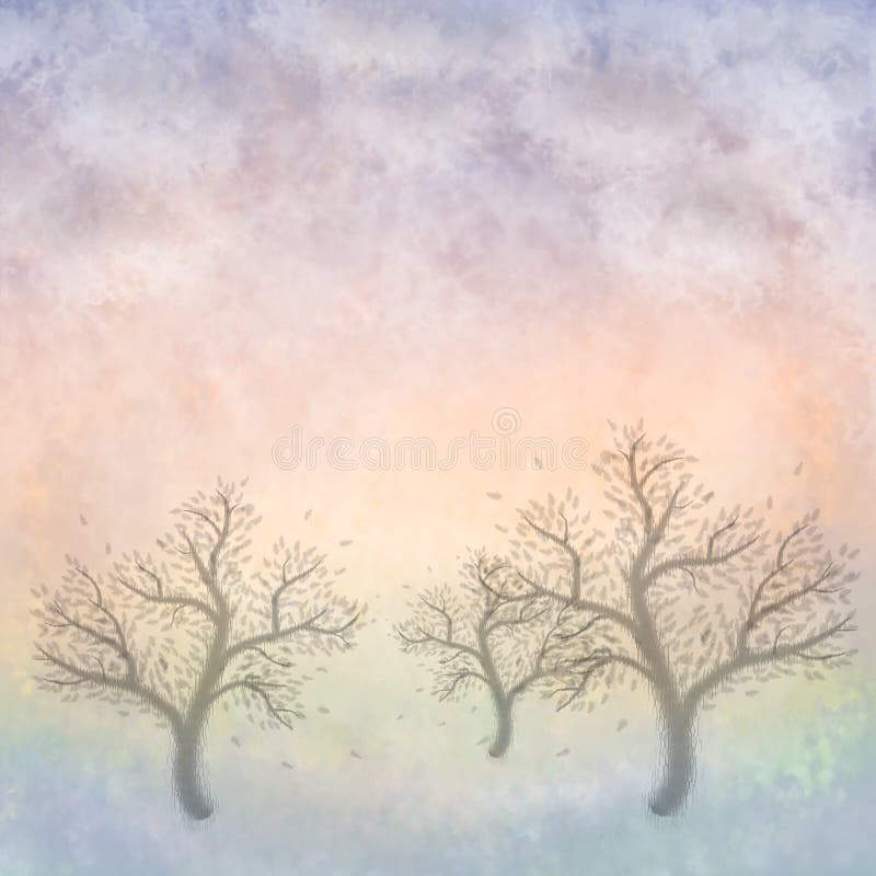 Pastel Trees (Painting) stock illustration