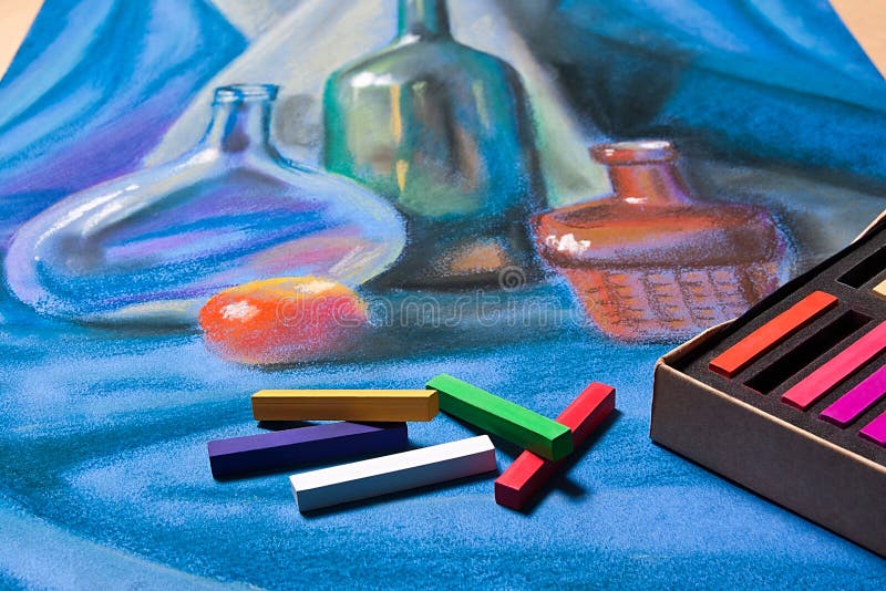 Pasteles De Los Artistas Y Dibujo En Colores Pastel Original De La Vida  Inmóvil Stock de ilustración - Ilustración de estudio, tiza: 53418589