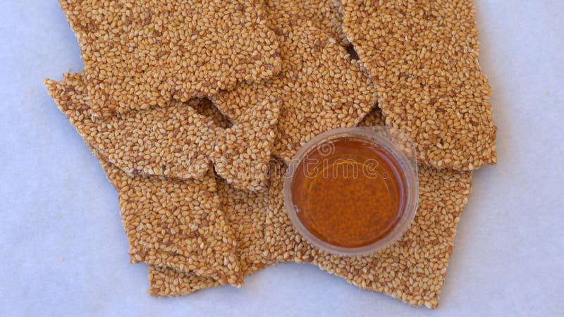 Pasteli  with sesame, honey, peanut .