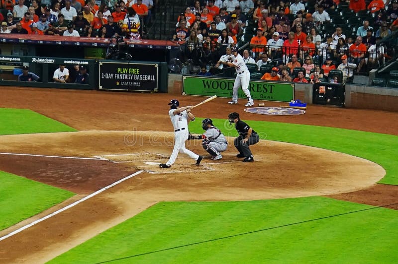 Professional baseball player Evan Gattis in the baseball game in 2018 between Houston Astros and Boston Red Sox, 2 teams in the top 8 standing held in Minute Maid Park arena, Houston. Among the top players who played were A Benintendi, X Bogaerts, and JD Martinez of the Red Sox and J Altuve, C Correa and Y Gurriel of the Astros. Professional baseball player Evan Gattis in the baseball game in 2018 between Houston Astros and Boston Red Sox, 2 teams in the top 8 standing held in Minute Maid Park arena, Houston. Among the top players who played were A Benintendi, X Bogaerts, and JD Martinez of the Red Sox and J Altuve, C Correa and Y Gurriel of the Astros.