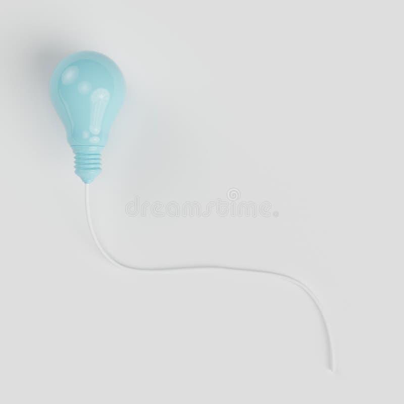 Pastel blue light bulb with white line on white background for copy space. top view. minimal concept. Pastel blue light bulb with white line on white background for copy space. top view. minimal concept.