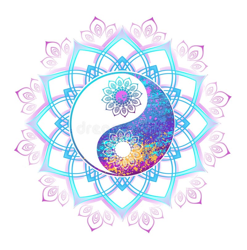 Pastelowy symbol yin Yang ilustracja wektor