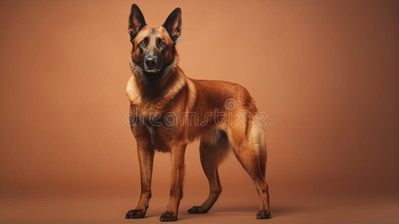 Belgian Shepherd dog, isolated on a pastel background AI Generated. Belgian Shepherd dog, isolated on a pastel background AI Generated