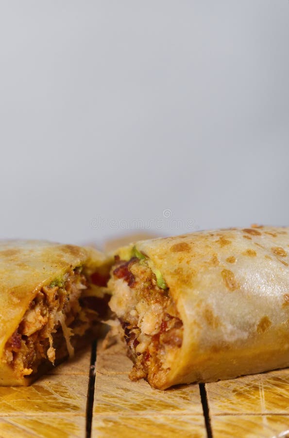 Pastor Mexican Burrito with Meat and Hot Sauce Stock Photo Image of