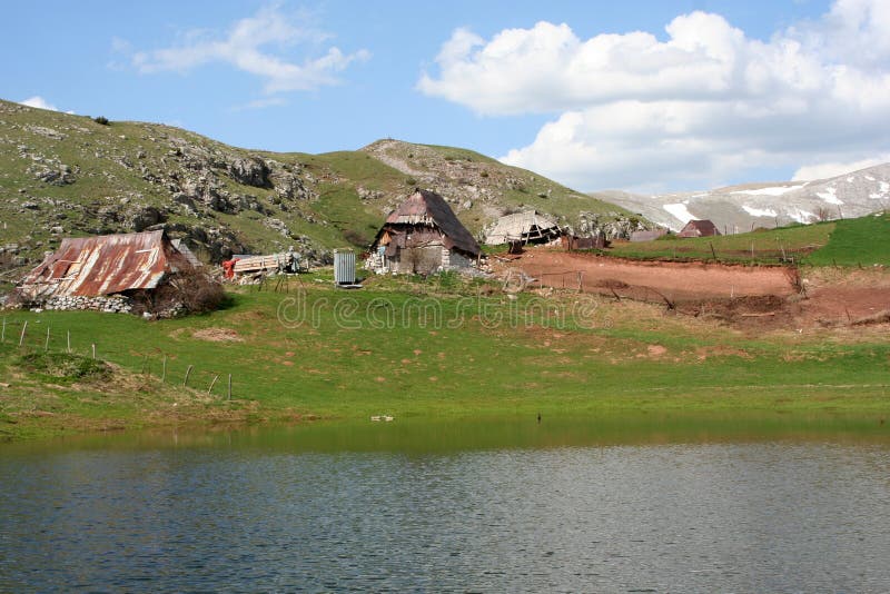 Pastoral village in mountains