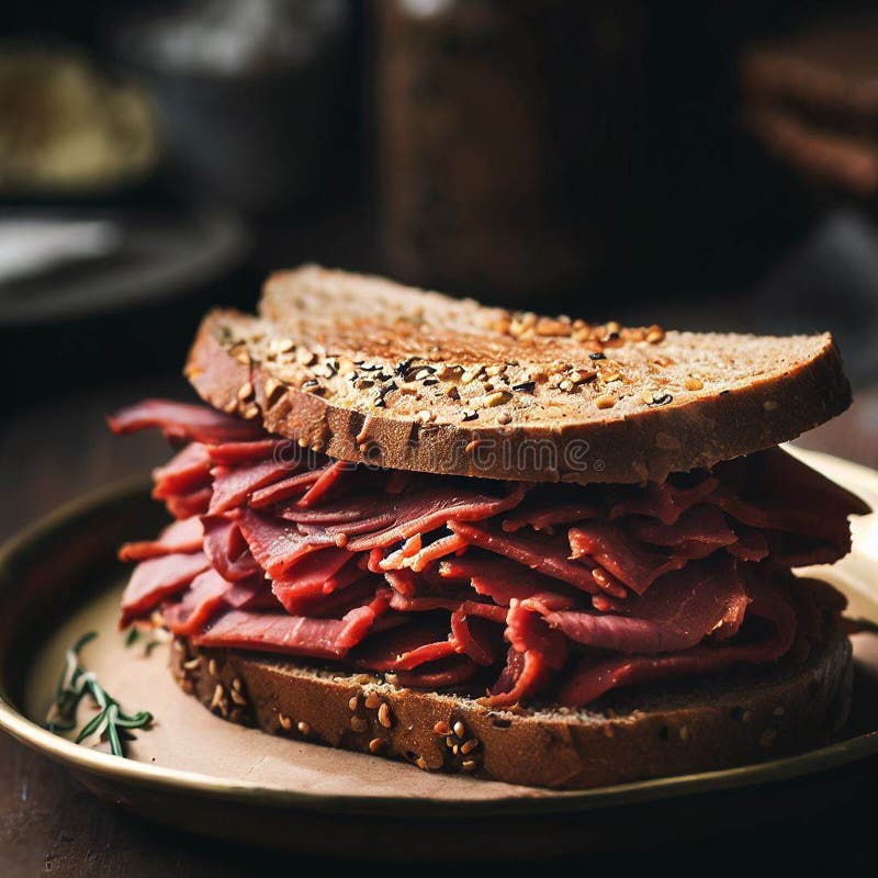 Pastrami on rye sandwich stock image. Image of sandwich 283192519