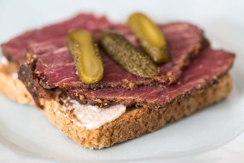 Pastrami toast stock image. Image of horseradish, jewish 228178061