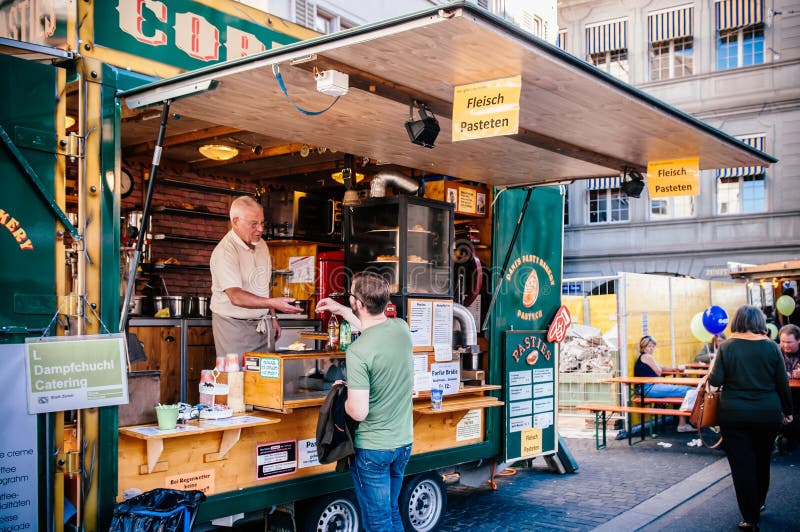 Pastries bakery and food truck in Zurich, Switzerland royalty free stock photo Pastries bakery and food truck in Zurich, Switzerland royalty free stock photo
