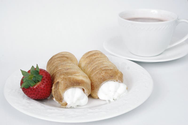 Pastries with hot chocolate